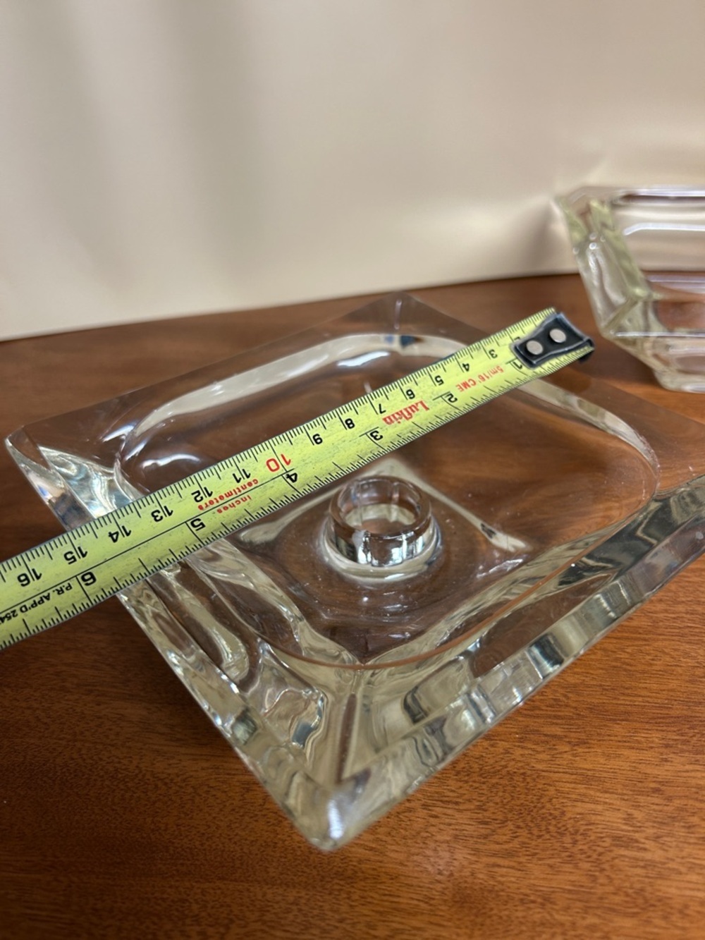 Vintage Heavy Clear Glass Tray and Two candle holder - Picture 6 of 7